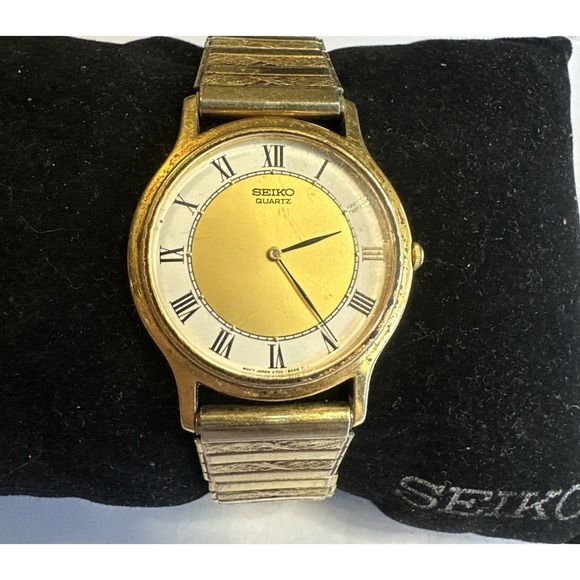 Seiko Other - VTG. Men's Seiko 34mm Gold Tone w/ Roman Numerals Quartz Watch V700-8A19